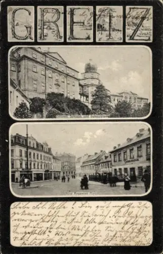 Passepartout Ak Greiz im Vogtland Thüringen, Schloss, Fürst Regenten Platz