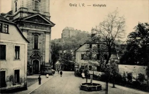 Ak Greiz im Vogtland Thüringen,  Kirchplatz