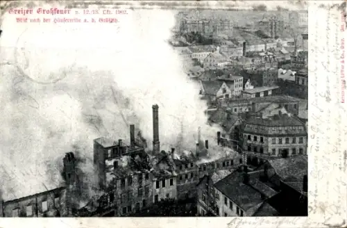 Ak Gohlis Leipzig in Sachsen, Brandkatastrophe 1902
