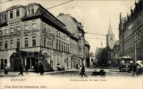 Ak Erfurt in Thüringen,  Schlösserstrasse, Kath. Kirche, Verlag Keyser'sche Buchhandlung, Faber M