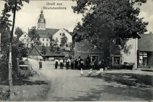Ak Deutschenbora Nossen in Sachsen, Straßenansicht, Kinder