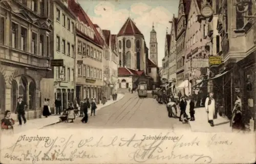 Ak Jakobervorstadt Augsburg in Schwaben,  Jakoberstraße, Verlag J.J. Brack