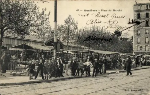 Ak Asnières sur Seine Hauts-de-Seine, Marktleben