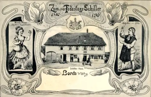 Ak Lorch im Remstal Württemberg, Friedrich Schiller, Todestag, Schiller-Haus