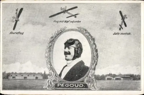 Ak Pegoud, Sturzflug, Flug mit Kopf nach unten, Salto