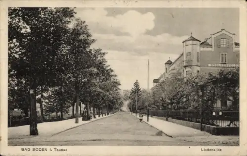 Ak Bad Soden am Taunus Hessen, Blick in die Lindenallee, Haus Stolzenfels