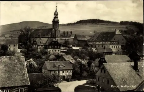 Ak Waltersdorf Großschönau in der Oberlausitz, Teilansicht, Kirche