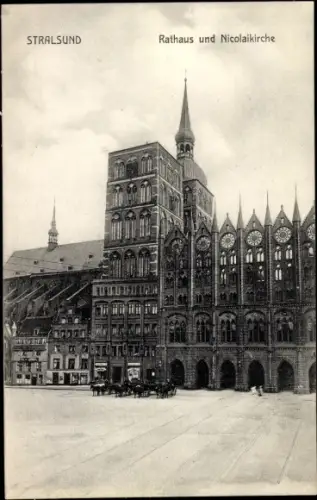 Ak Stralsund in Vorpommern, Rathaus, Nikolaikirche