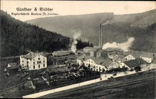 Ak Bockau im Erzgebirge, Papierfabrik Günther & Richter