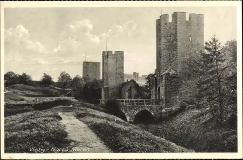 Ak Visby Wisby Schweden, Norra Muren, nördliche Stadtmauer