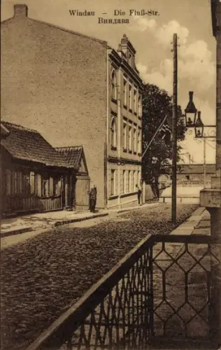 Ak Ventspils Windau Lettland, Fluß-Straße
