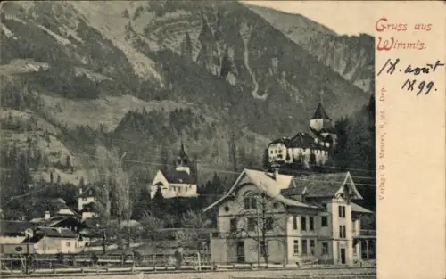 Ak Wimmis Kanton Bern, Kirche, Schloss