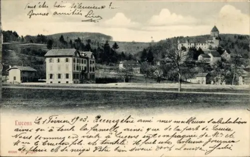 Ak Lucens Kanton Waadt, Schloss, Ort