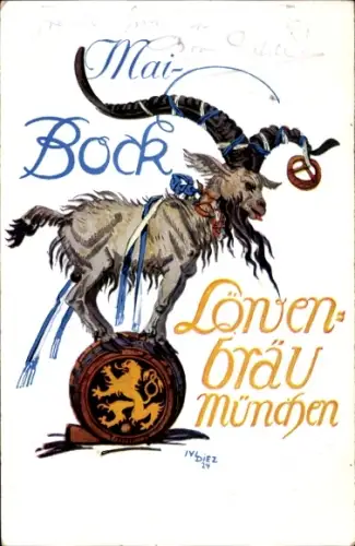 Künstler Ak Diez, München Bayern, Bockbier, Löwenbräu