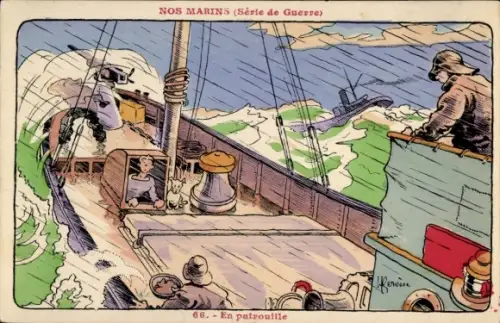 Künstler CPA Nos Marins, En patrouille