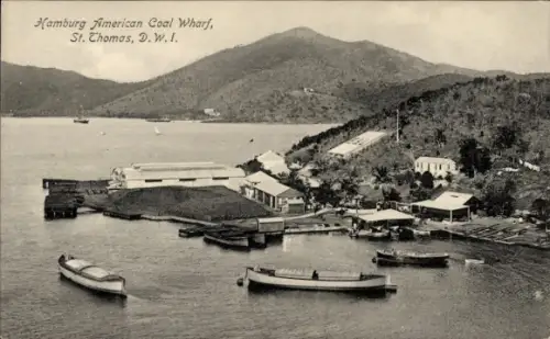 Ak Saint Thomas DWI Amerikanische Jungferninseln, Hamburg American Coal Wharf