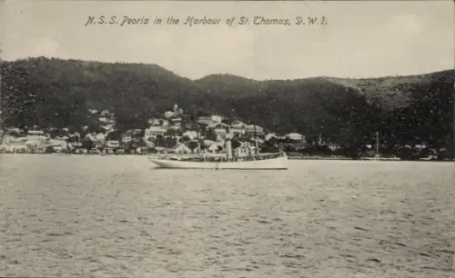 Ak Saint Thomas DWI Amerikanische Jungferninseln, N.S.S.Peoria im Hafen