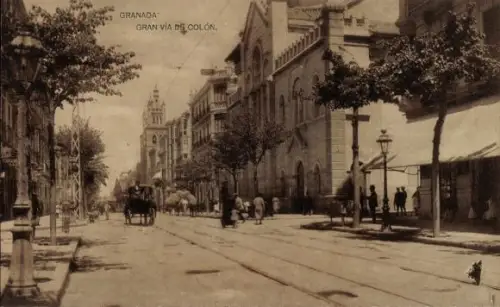 Ak Granada Andalusien Spanien, Straßenansicht