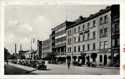 Ak Přerov Prerau Region Olmütz, PŘEROV, Husova třída, Hotel Morava, Restaurant