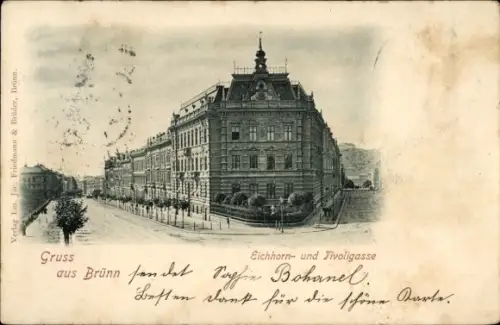 Ak Brno Brünn Südmähren, Eichhorn- und Tivoligasse, Brünn