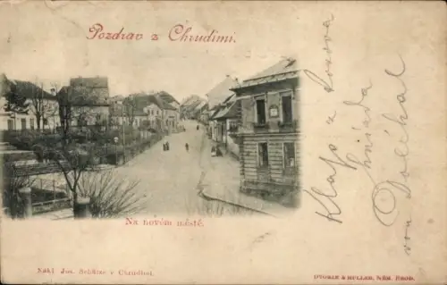 Ak Chrást u Chrudimi Chrast bei Chrudim Region Pardubice, Na novém městě, Straßenansicht