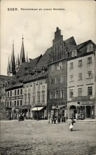 Ak Eger Erlau Ungarn, Patrizierhäuser am unteren Marktplatz