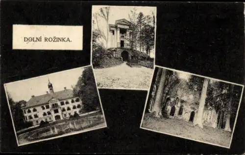 Ak Dolní Rožínka Žďár nad Sázavou Saar Region Hochland, Schloss, Ruine, Parktempel