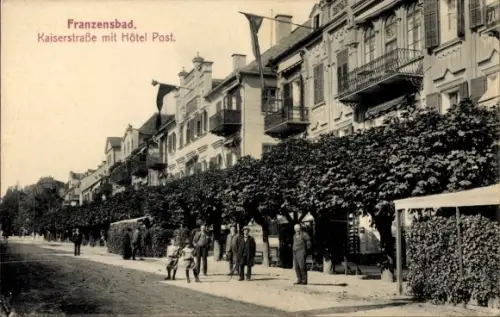 Ak Františkovy Lázně Franzensbad Region Karlsbad,  Kaiserstraße, Hôtel Post