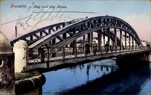 Ak Kroměříž Kremsier Region Zlin,  Nový most přes Moravu