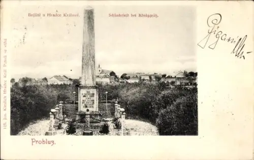 Ak Hradec Králové Königgrätz Stadt, Bojiště u Hradce Králové, Schlachtfeld bei Königgrätz, Problu