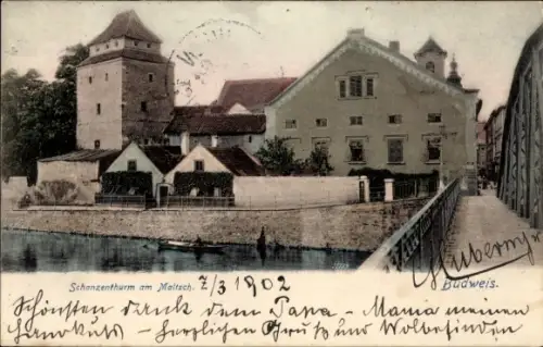 Ak České Budějovice Budweis Südböhmen, Schanzenthurm am Maltsch, Budweis
