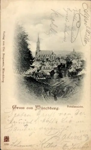 Ak Münchberg in Oberfranken Bayern, Gruss aus  Totalansicht, Verlag Chr. Bergmann, Nr.6821, Stadt