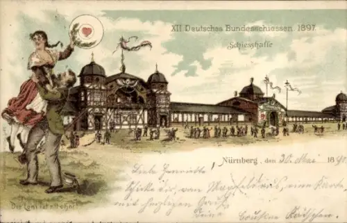 Litho Nürnberg in Mittelfranken, XII. Bundesschießen 1897