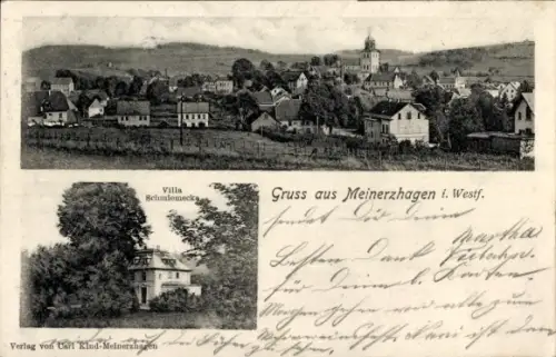 Ak Meinerzhagen im Sauerland, Gesamtansicht, Villa Schmiemeck