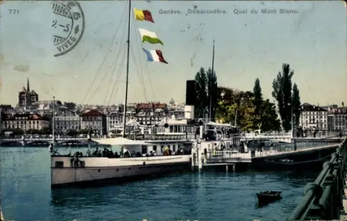 Ak Genf Genf Schweiz, Debarcadere, Quai du Mont Blanc