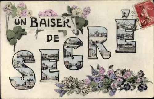 Ak Segré Maine et Loire, Teilansichten, Blumen
