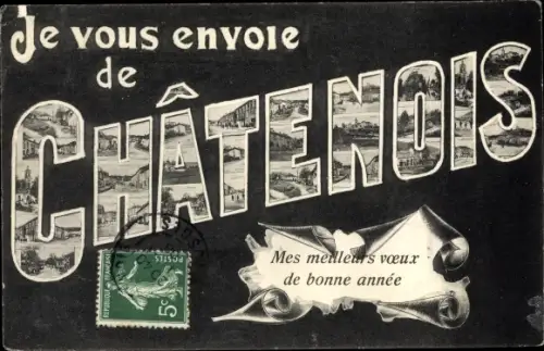 Buchstaben Ak Châtenois Vosges, Montage Photos et les Lettres du nom de la Ville, Bonne Année