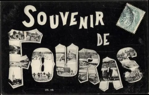 Buchstaben Ak Fouras les Bains Charente Maritime, Stadtansicht, Strand, Kirche
