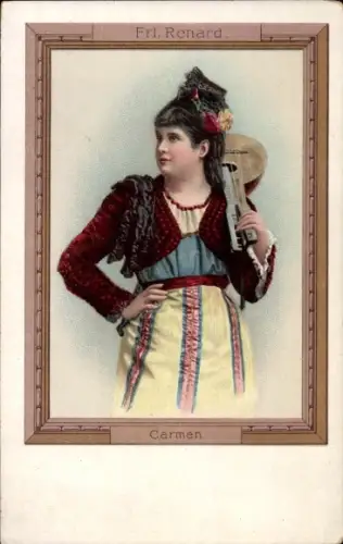 Passepartout Ak Fräulein Renard, Carmen, Portrait mit Fächer