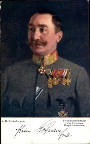Künstler Ak Karlinsky, A. H., Feldmarschallleutnant Peter Hofmann, Korpskommandant