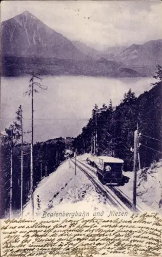 Ak Aeschi bei Spiez Kanton Bern, Niesen, Beatenbergbahn