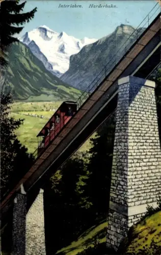 Ak Interlaken Kt. Bern Schweiz, Harderbahn, Standseilbahn