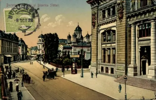 Ak București Bukarest Rumänien, Straßenansicht, Kirche