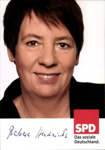 Ak Politikerin Barbara Hendricks, SPD, Portrait, Autogramm gedruckt