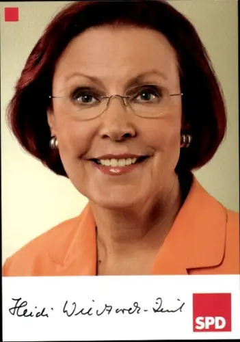 Ak Politikerin Heidemarie Wieczoreck-Zeul, SPD, Portrait, Autogramm gedruckt