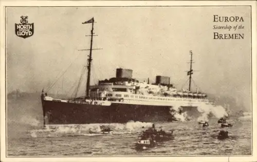 Ak Dampfer Europa, Sistership of the Bremen, Norddeutscher Lloyd NDL