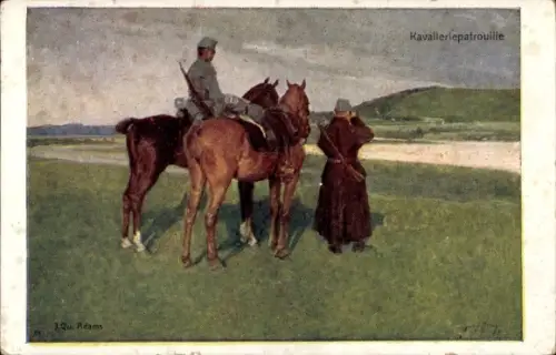 Künstler Ak Adams, J. Qu., Kavalleriepatrouille, Österr. Soldaten