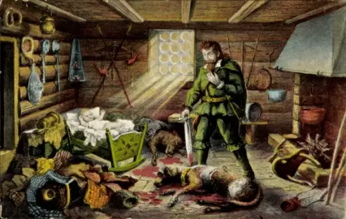 Künstler Ak Gelert, Llewelyn's Dog, Sagenmotiv