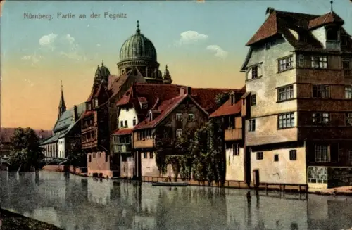 Judaika Ak Nürnberg in Mittelfranken Bayern, Pegnitz, Synagoge