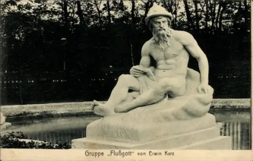 Ak München, Gruppe Flußgott von Erwin Kurz, Bayrische Gewerbeschau 1912